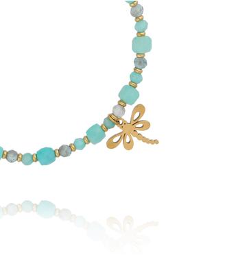 Bransoletka z amazonitem i złotą ważką BTW3701