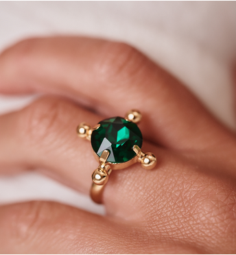 Pierścionek z zielonym kryształem PSS0190