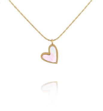 Naszyjnik z sercem z masy perłowej w kolorze złota NSY0923