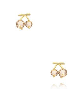 Kolczyki wiszące w kształcie wiśni z cyrkoniami w odcieniu champagne KSS2257