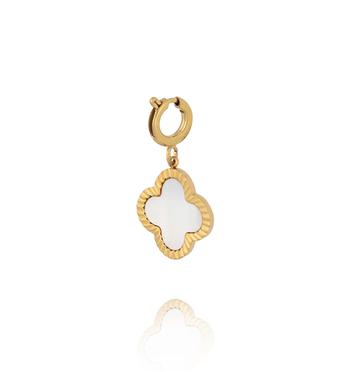 Charms złota koniczynka z masą perłową CHA0100