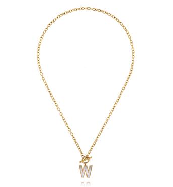 Naszyjnik z literą W i zapięciem toggle NSY0869