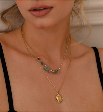 Naszyjnik z ametystami i słońcem NPA1359