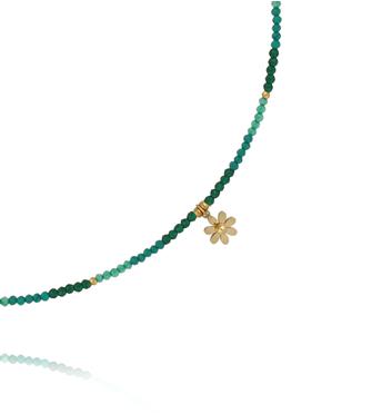 Naszyjnik zielony z zawieszką kwiatka NTW1634
