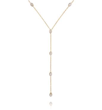 Naszyjnik z cyrkoniami krawatka złoty NSY0908