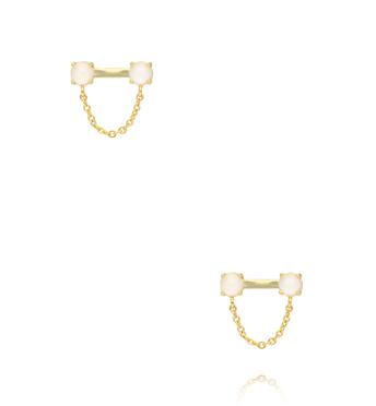 Kolczyki wkrętki z cyrkoniami i łańcuszkiem KSS2261