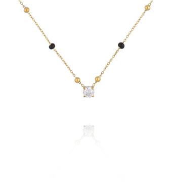 Naszyjnik z cyrkonią i czarnymi akcentami NSY0629