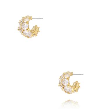 Kolczyki półkola z dużymi cyrkoniami złote KSS2127