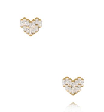 Kolczyki serduszka z cyrkoniami złote KSY0704