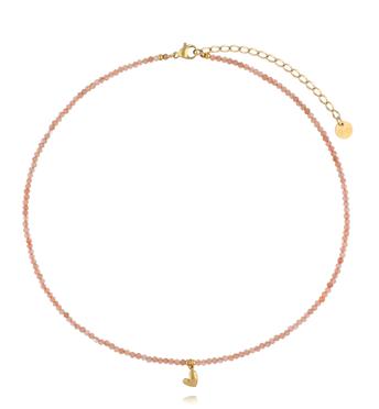 Naszyjnik z kamieniami słonecznymi i złotym sercem NTW1485