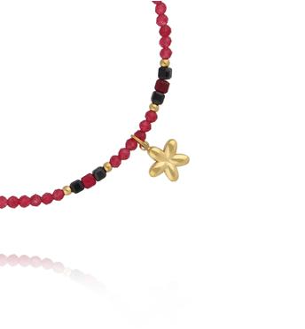 Bransoletka z jadeitu i zawieszką kwiatuszka BTW3527