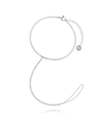 Bransoletka łańcuszkowa na dłoń z cyrkoniami srebrna BSS0261