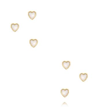 Zestaw złoconych kolczyków z serduszkami KMB0031