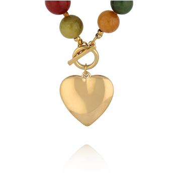 Naszyjnik z kamieni w odcieniach ziemi z zawieszką serce NPA1525