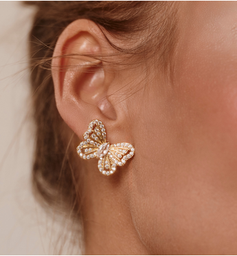 Kolczyki złote motylki z cyrkoniami KSS2174