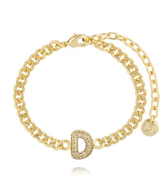 Bransoletka złota z literą D z cyrkoniami BSS0247