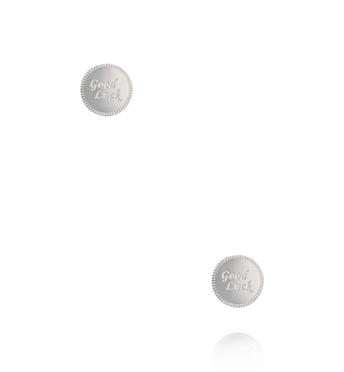 Kolczyki srebrne okrągłe z napisem Good Luck KSY0798