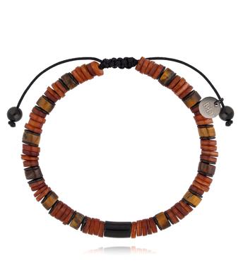 Bransoletka męska z kamieni naturalnych w odcieniach brązu i czerni BMITC1015