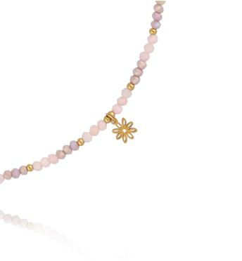 Naszyjnik z różowymi opalami i kwiatuszkiem NTW1540