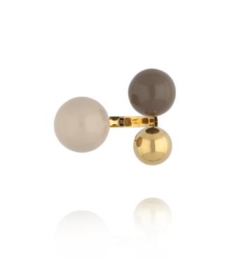 Pierścionek z kulkami w odcieniach beżu i taupe PSA1122