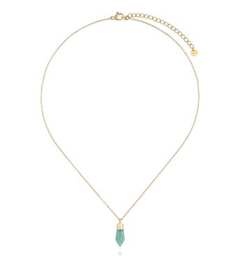 Naszyjnik z amazonitem w złotej oprawie NEA0107
