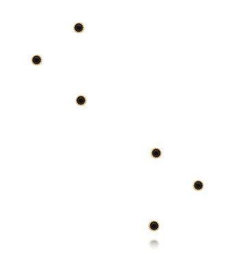 Zestaw drobnych kolczyków złoconych z czarną cyrkonią KMB0008