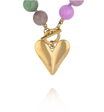 Naszyjnik z pastelowych kamieni – zielonych, liliowych i żółtych  NPA1520