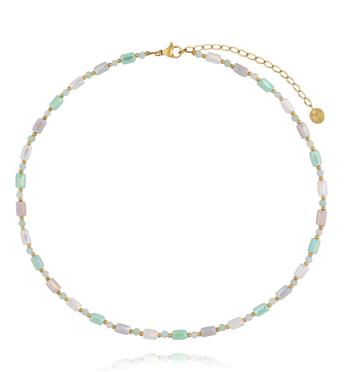 Naszyjnik w odcieniach mięty, bieli i opalu NTW1552