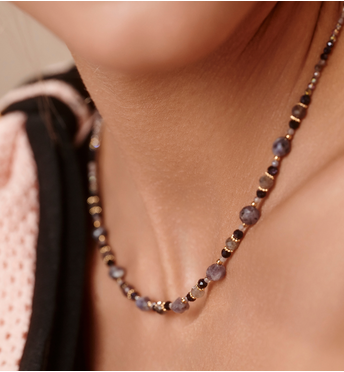 Naszyjnik z nocą Kairu, lolitu i szklanych koralików NTW1572