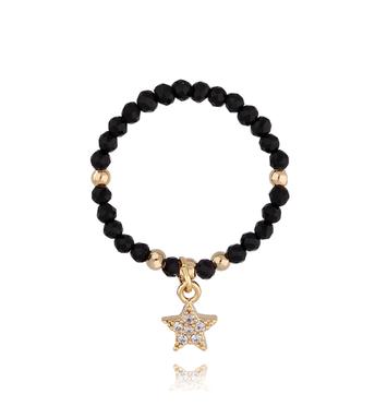 Pierścionek elastyczny z onyksami Little Star PSC0181