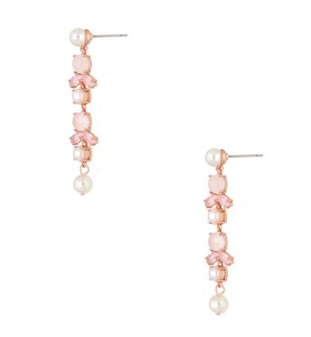 Kolczyki długie w odcieniu różowego złota z perłami KSS2166