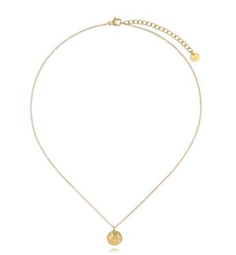 Naszyjnik z okrągłą młotkowaną zawieszką złoty NSA1497