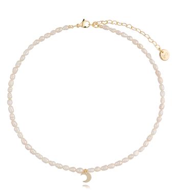 Naszyjnik z perełkami i księżycem White Moon NPE0017