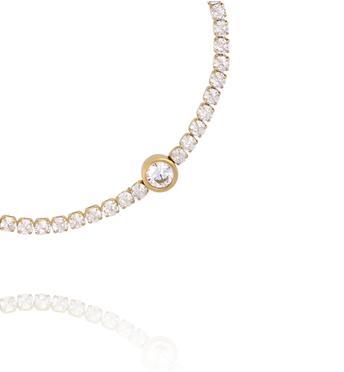 Bransoletka tenisowa z cyrkoniami w złotej oprawie BSY0532