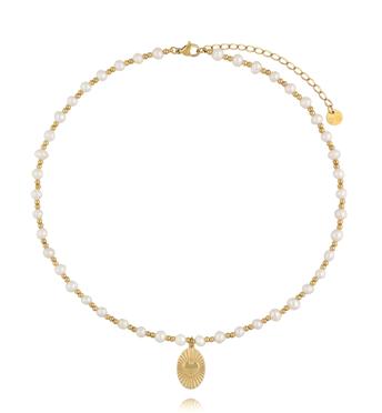 Naszyjnik z pereł z medalionem w kształcie serca NPE0374