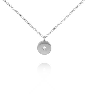Naszyjnik z okrągłą zawieszką z cyrkonią srebrny NSA1494