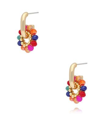 Kolczyki okrągłe małe z kolorowymi kryształkami KWE0231