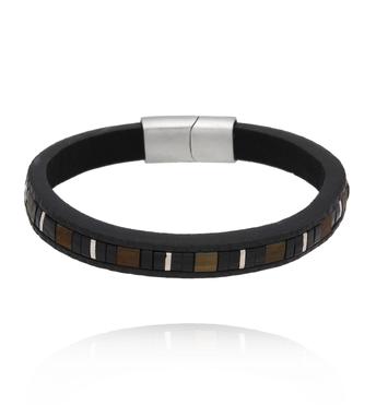 Bransoletka męska czarna z mozaiką BMITC1018