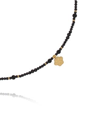 Naszyjnik z czarnego turmalinu z zawieszką w kształcie łapki NTW1621