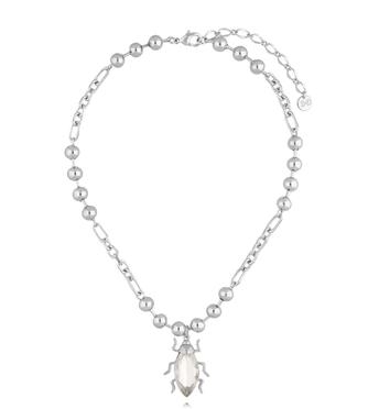 Naszyjnik w kolorze srebra z zawieszką-żuczkiem NMI0234