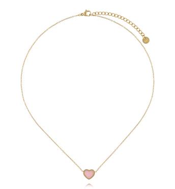 Naszyjnik z sercem z kwarcu różowego NSA1535