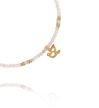 Bransoletka z różowymi opalami z zawieszką ptaszka BTW3742