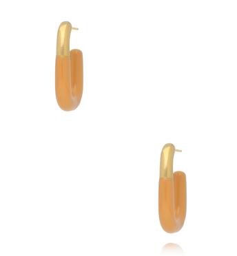 Kolczyki emaliowane karmelowe owalne KSY0505