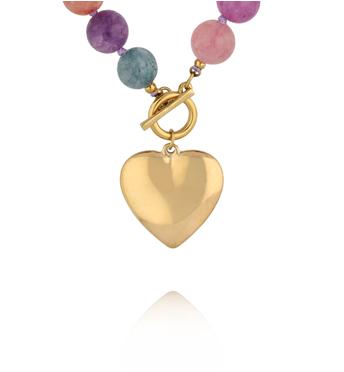 Naszyjnik z kolorowych kamieni – fiolet, błękit, róż, pomarańcz NPA1521