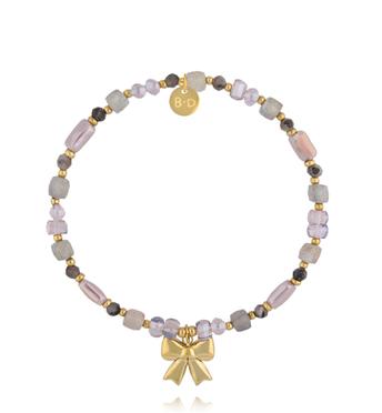 Bransoletka z labradorytu i szklanych koralików z kokardką BTW3498