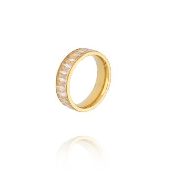 Obrączka złota z cyrkoniami w oprawie baguette PSY0077