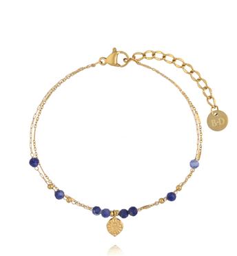 Bransoletka z lapisami i złotą zawieszką BEA0104