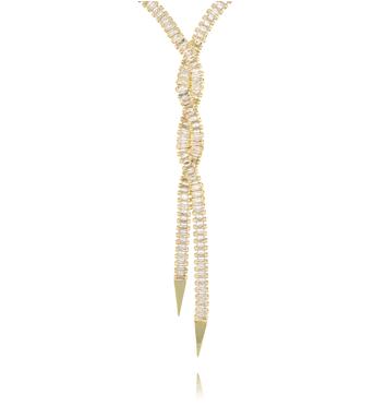 Naszyjnik złocony z cyrkoniami – krawatka NS0373