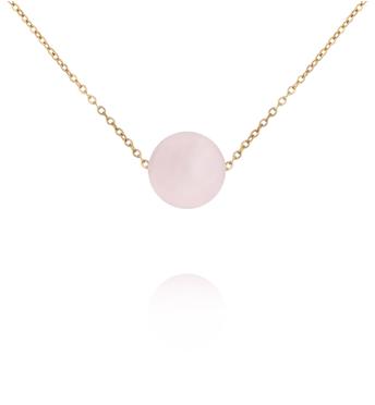 Naszyjnik z kwarcem różowym na delikatnym złotym łańcuszku NLB0387