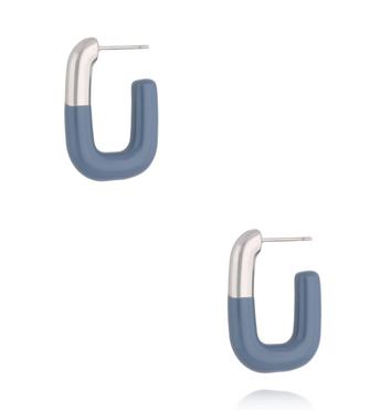 Kolczyki emaliowane stalowo- niebieskie owalne KSY0507